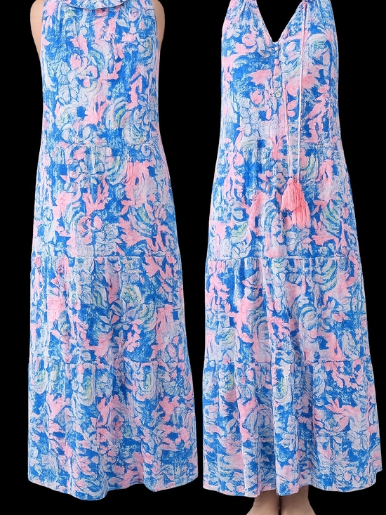 Lilly Pulitzer Dresses & Skirts - Sleeveless Floral Maxi Dress in Blue & Pink LILLY PULITZER